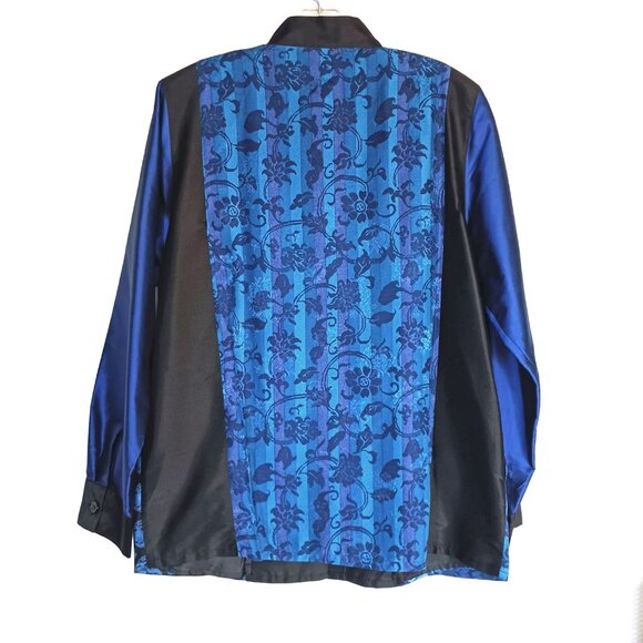 Koos of Course 100% Silk Eclectic Patchwork Button Long Sleeve Shirt Size M - Picture 4 of 11